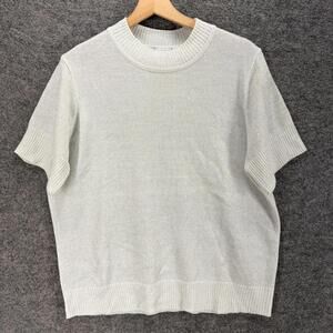 BFA Classics Top Women PXL Petite White Crew Neck Short Sleeve Acrylic Casual